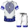 Mens Tracksuits Summer 3D African Print Casual Men Shorts Suits Par Outfits Vintage Style Hip Hop T Shirts Malefemale Tracksuit Set 230321