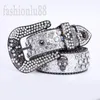 Череп BB ремень для мужчин Designer Designer Belt Fomen Silver Plus Plus Buctle Geans Accessories Shiny Cintura Bling Кожаный ремень Черный регулируемый PJ024 Q2