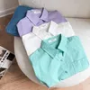 Kids Shirts Baby Girls Boys Shirt Cotton Baby Toddler Loose Long Sleeve Shirt Solid Spring Summer Baby Clothing 1-10Y 230403