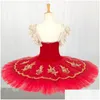 Dancewear Nuovo stile per Kid Black Black Classical Fairy Long Manlee Dress Ballet costumi indossare ginocchio su tutu leotard rosso goccia Deliv dhonx