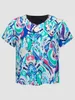 Koszulka Finjani Kobiety Koszulki Plus Y2K Ubrania Y2K Niebieski krawat Dye Wzór Tee Spring i letni top z krótkim rękawem