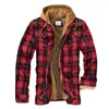 Herrjackor tvättbara eleganta rutiga quiltade skjorta jacka hösten vinter män kappa lång ärm för daglig slitage