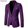 Costumes pour hommes Blazers Hommes violet un bouton coupe ajustée Costume Blazer printemps Mariage affaires smoking Blazer veste hommes Costume Homme Mariage 6XL 230321