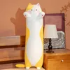 chute130cm長猫おもちゃ弾性ぬいぐるみのぬいぐるみスクイーズ猫クッション枕ライトブラウンブラック黄色のドロップシッピング卸売
