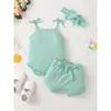 Kledingsets 018 maanden Pasgeboren babymeisje Kleding Solid mouwloze kleding 3 stks Set baby katoen kostuum mooie babymeisjes outfit Z0321