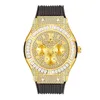 Relógios de pulso Missfox Gold Men's Quartz Assista a d'água Diamond Diamond Cronograph Watches Sportswear Fashion Hand Relógio para masculino