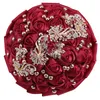 Wedding Flowers Europeaan en -Selling Bride Bridesmeisje Holquet Handmade Ribbon Rose Rose Rhinestone Accessories W306