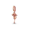 Rose Gold Series 925 Sterling Silver Flamingo Cat Rose Flower Dangle Charm Perle Fit Original Pandora Bracelet DIY Bijoux