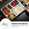 Dinnerware Sets Lunch Box Dessert Trays Breakfast Divided Plate Partition Storage Stainless Steel School Bento Baby