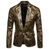 Costumes pour hommes Blazers hommes Luxury Gold Paisley Bronzing Blazer Veste Slim Fit Nightclub Business Robe Costume Homme Euro Taille