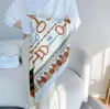 3Color Letters Print Silk Scarf Pannband för kvinnor Summer Fashion Long Bag Scarves Paris Tote Bagage Ribbon Head Wrap 90-90cm