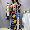 الملابس العرقية ملابس بيع الأزياء الكلاسيكية ملابس أفريقية Dashiki Robe Silk Fabric Women's 2Piece Print Lough Dress MS222 230321