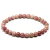 Strand Natural Stone Rhodonite Beads Bracelet Gemstone For Woman Men Handmade Stretch Rhodochrosite Bead Meditation Jewelry