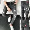 Men's Pants Summer 2023 Fashion Denim Jeans Men's Ripped Ankle Length Korean Small Feet Wild Beggar Teenagers Pencil