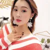 Dangle Earrings Fashion White Lace Flower Pearl Long Drop For Woman Crystal Earring Studs Wedding Party Gift Trinket Aretes Brincos