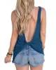 Damen T-Shirts Sommer Frauen Sexy ärmelloses rückenfreies Hemd Solide geknotete Tanktops Bluse Weste Open Back T-Shirt Camis