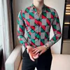 Chemises décontractées pour hommes 2023 automne Plaid hommes à manches longues mince affaires robe formelle fête sociale discothèque Streetwear vêtements