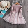 Mädchenkleider Kleines Mädchen Kleid Langarm Kinder Freizeitkleidung Bling Mädchen Kleider Kinder Baby Mädchen Kleidung 1 2 3 4 Jahre Prinzessin Tutu Kleider W0314