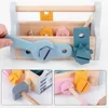 Ferramentas Oficina de Ferramentas Crianças Toolbox Toy Wooden Fingle Game Puzzle Puzzle Montessori Desmontagem Conjunto Simulação Reparo multifuncional Carpenter Tool Gift 230320