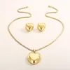 Women heart-shaped jewelry sets of earring and round circle pendant chains necklace set birthday gift267Z