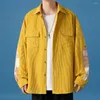 남자 재킷 mens 재킷 코듀로이 패치 워크 캐슈 너트 플라워 인쇄 커플 헐렁한 긴 소매 셔츠 스프링 가을 상판