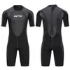 Drysuits 1Set 3mm Erkek Kısa Kollu Patchwork Wetsuit Tek Parça Neopren Zip Dalış Elbisesi Spearfishing Yüzme Kentsel Plaj Mayo M4XL 230320