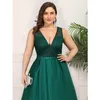 Plus Size Gown Women Party Dresses Ribbon A-Line Double V-Neck Sequin Evening Dresses For Ladies XL XXL XXXL XXXXL XXXXXL 2387