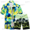 Męskie dresy męskie męskie koszule Hawajskie Zestaw 2019 Summer Summer Floral Shirts Men Men Drukuj Shorts Beach Short Tracksuit Męskie zestawy Ropa Hombre T230321