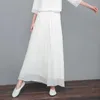 Calças femininas Capris estilo chinês harajuku chiffon mulheres de perna larga longa zen roupas de roupas casuais casuais ioga solta