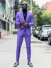 Men's Suits Men's Lavender Two Pieces Men's Suit Peaked Lapel For Wedding Blazers One Button Male Tuxedos Groom Wear Prom Jackets