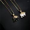 Pendant Necklaces BUY Fashion Gold Color Box Chain Necklace White/Black Oil Dripping Elephant For Women Girl CZ Femme Bijoux