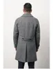 Men's Wool Men's Winter Coat Long Herringbone Tweed Balmacaan Raglan Sleeve Quilted Trench Classic Jacket Vintage America Clothes