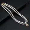 Chains Natural Pearl Bead Necklace Freshwater Cultured White Rice Shape Double Strands Beaded Pendant For Jewelry Women Gift