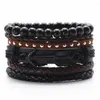 Bracelets porte-bonheur mode décontracté perles tissées marron noir croire mots loup femmes cuir hommes Homme Femme mâle bijoux