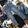 Jeans da uomo all'ingrosso 2023 moda donna di grandi dimensioni vestiti autunnali buco strappato grasso coreano elasticizzato sottile pantaloni alla caviglia sottili