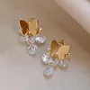 سحر تصميم أزياء جديد شرابة الزركون المعدنية الفراشة التصميم البسيط Simple Sweet Daily Commuter Student Earrings Girl's Girl G230320