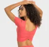 LU-357 Plissee Zurück Yoga Tops Sport Kurzarm Mode Vielseitige Dünne Hemden Laufen Fitness Gym Kleidung Frauen