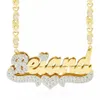 Pendant Necklaces Personalized Custom Gold Plated Name Teddy Heart XOXO Chain Double Layer Two Tone with 230321