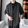 Casual shirts voor heren gestreept shirt mannen Japanse casual oversized trend zwarte unisex gotische korte mouwen blouses 230321
