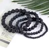 Strand Natural Black Lava Volcanic Stone Bracelet Beads Jewelry Gift For Men Magnetic Health Protection Women Elastic Thread 6 8 Mm