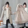 Damen Trenchcoats Langer Mantel Frauen Dicker Wollfutter Mit Kapuze Mit Pelz Solide Reißverschluss Damen Casual Winterjacke Warme Parka Outwear Für Frauen