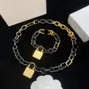 2023-Lyx Lås Guld Halsband Barock Designer Kedja Armband Cuba Link Smyckesset Gåva med ask