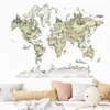 Wall Stickers Watercolor World Map Animals Wildlife Removable Vinyl Decals Print Kids Room Playroom Interior Home Decor 230321