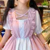 Casual Dresses Kawaii Lolita Dress Women Y2k Cute Sweet Square Collar Short Halloween Gothic Japanese Girl Vestidos Pink