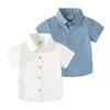 어린이 셔츠 멋진 직물 소년 셔츠 여름 품질 어린이 옷 어린이 탑 유아 학교 유니폼 230321