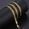 Chains 5mm Mens Womens Necklace Chain Cut Flat Curb Cuban Link 585 Rose Yellow Gold Color GNM89