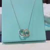 Elegant Design Pendant Necklace For Women Gold Silver Double Loop Letters Circle Necklaces Brand Steel Seal Chain Lovers Jewelry With Box