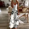 Casual Dresses Shredded Milk Summer High midja Cinched Dress Women's Fashion Abstract Oil Målning Slip Slim Kjol Plus Size XS-4XL