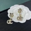 18K Altın Kaplama Tassel Tasarımcı Saplama Uzun Küpe Dungle Crystal Luxury Marka Kadınlar Rhinestone Pearl Düğün Partisi Aksesuarları