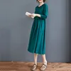 Vestidos casuais Chegada Peter Pan Collar Fashion Autumn Dress Vintage Office Work Dress Women Women Casual Spring Midi Dress 230321